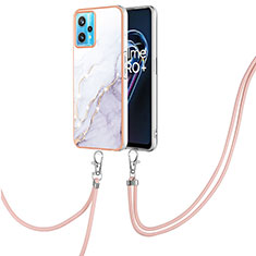 Handyhülle Silikon Hülle Gummi Schutzhülle Flexible Modisch Muster mit Schlüsselband Lanyard Y05B für Realme 9 Pro 5G Weiß