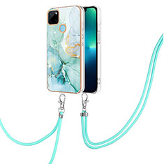 Handyhülle Silikon Hülle Gummi Schutzhülle Flexible Modisch Muster mit Schlüsselband Lanyard Y05B für Realme C25Y Grün