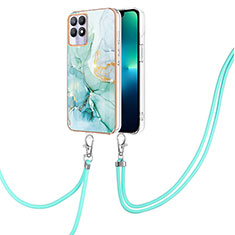 Handyhülle Silikon Hülle Gummi Schutzhülle Flexible Modisch Muster mit Schlüsselband Lanyard Y05B für Realme Narzo 50 4G Grün