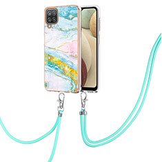 Handyhülle Silikon Hülle Gummi Schutzhülle Flexible Modisch Muster mit Schlüsselband Lanyard Y05B für Samsung Galaxy A12 5G Bunt