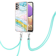 Handyhülle Silikon Hülle Gummi Schutzhülle Flexible Modisch Muster mit Schlüsselband Lanyard Y05B für Samsung Galaxy A23 4G Bunt