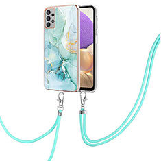 Handyhülle Silikon Hülle Gummi Schutzhülle Flexible Modisch Muster mit Schlüsselband Lanyard Y05B für Samsung Galaxy A23 4G Grün