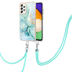 Handyhülle Silikon Hülle Gummi Schutzhülle Flexible Modisch Muster mit Schlüsselband Lanyard Y05B für Samsung Galaxy A52 4G Grün