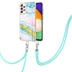 Handyhülle Silikon Hülle Gummi Schutzhülle Flexible Modisch Muster mit Schlüsselband Lanyard Y05B für Samsung Galaxy A52s 5G Bunt