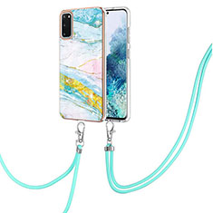 Handyhülle Silikon Hülle Gummi Schutzhülle Flexible Modisch Muster mit Schlüsselband Lanyard Y05B für Samsung Galaxy S20 Bunt