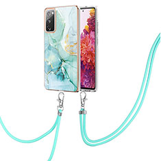 Handyhülle Silikon Hülle Gummi Schutzhülle Flexible Modisch Muster mit Schlüsselband Lanyard Y05B für Samsung Galaxy S20 FE 4G Grün