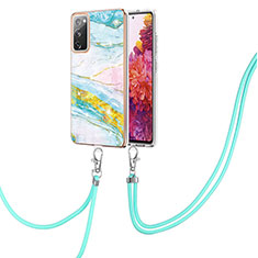 Handyhülle Silikon Hülle Gummi Schutzhülle Flexible Modisch Muster mit Schlüsselband Lanyard Y05B für Samsung Galaxy S20 FE 5G Bunt