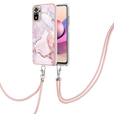 Handyhülle Silikon Hülle Gummi Schutzhülle Flexible Modisch Muster mit Schlüsselband Lanyard Y05B für Xiaomi Poco M5S Rosa