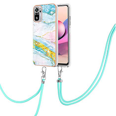 Handyhülle Silikon Hülle Gummi Schutzhülle Flexible Modisch Muster mit Schlüsselband Lanyard Y05B für Xiaomi Redmi Note 10 4G Bunt