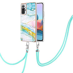 Handyhülle Silikon Hülle Gummi Schutzhülle Flexible Modisch Muster mit Schlüsselband Lanyard Y05B für Xiaomi Redmi Note 10 Pro 4G Bunt