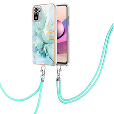 Handyhülle Silikon Hülle Gummi Schutzhülle Flexible Modisch Muster mit Schlüsselband Lanyard Y05B für Xiaomi Redmi Note 10S 4G Grün