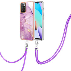 Handyhülle Silikon Hülle Gummi Schutzhülle Flexible Modisch Muster mit Schlüsselband Lanyard Y05B für Xiaomi Redmi Note 11 4G (2021) Helles Lila