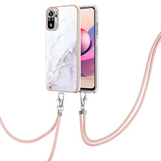 Handyhülle Silikon Hülle Gummi Schutzhülle Flexible Modisch Muster mit Schlüsselband Lanyard Y05B für Xiaomi Redmi Note 11 SE India 4G Weiß