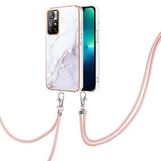 Handyhülle Silikon Hülle Gummi Schutzhülle Flexible Modisch Muster mit Schlüsselband Lanyard Y05B für Xiaomi Redmi Note 11S 5G Weiß