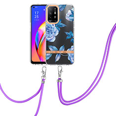 Handyhülle Silikon Hülle Gummi Schutzhülle Flexible Modisch Muster mit Schlüsselband Lanyard Y06B für Oppo A94 5G Blau