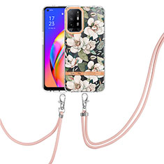 Handyhülle Silikon Hülle Gummi Schutzhülle Flexible Modisch Muster mit Schlüsselband Lanyard Y06B für Oppo A94 5G Weiß