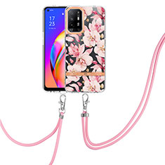 Handyhülle Silikon Hülle Gummi Schutzhülle Flexible Modisch Muster mit Schlüsselband Lanyard Y06B für Oppo F19 Pro+ Plus 5G Rosa