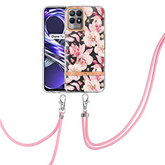 Handyhülle Silikon Hülle Gummi Schutzhülle Flexible Modisch Muster mit Schlüsselband Lanyard Y06B für Realme 8i Rosa