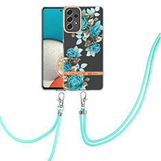 Handyhülle Silikon Hülle Gummi Schutzhülle Flexible Modisch Muster mit Schlüsselband Lanyard Y06B für Samsung Galaxy A13 4G Cyan