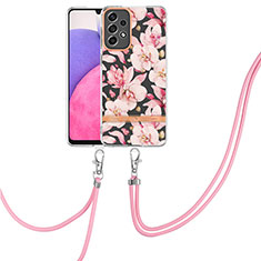 Handyhülle Silikon Hülle Gummi Schutzhülle Flexible Modisch Muster mit Schlüsselband Lanyard Y06B für Samsung Galaxy A33 5G Rosa