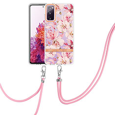 Handyhülle Silikon Hülle Gummi Schutzhülle Flexible Modisch Muster mit Schlüsselband Lanyard Y06B für Samsung Galaxy S20 Lite 5G Rosa