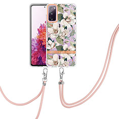 Handyhülle Silikon Hülle Gummi Schutzhülle Flexible Modisch Muster mit Schlüsselband Lanyard Y06B für Samsung Galaxy S20 Lite 5G Weiß