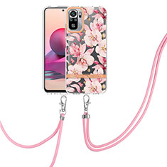 Handyhülle Silikon Hülle Gummi Schutzhülle Flexible Modisch Muster mit Schlüsselband Lanyard Y06B für Xiaomi Poco M5S Rosa