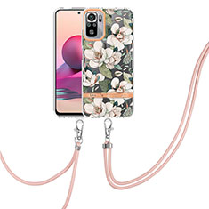 Handyhülle Silikon Hülle Gummi Schutzhülle Flexible Modisch Muster mit Schlüsselband Lanyard Y06B für Xiaomi Poco M5S Weiß