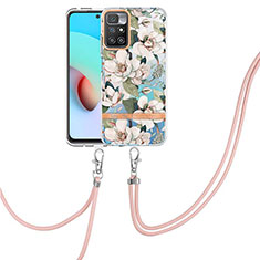 Handyhülle Silikon Hülle Gummi Schutzhülle Flexible Modisch Muster mit Schlüsselband Lanyard Y06B für Xiaomi Redmi 10 (2022) Weiß