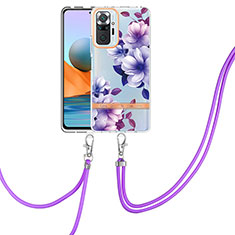 Handyhülle Silikon Hülle Gummi Schutzhülle Flexible Modisch Muster mit Schlüsselband Lanyard Y06B für Xiaomi Redmi Note 10 Pro Max Violett