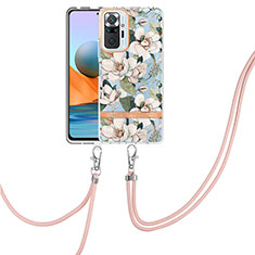 Handyhülle Silikon Hülle Gummi Schutzhülle Flexible Modisch Muster mit Schlüsselband Lanyard Y06B für Xiaomi Redmi Note 10 Pro Max Weiß