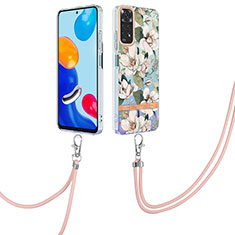 Handyhülle Silikon Hülle Gummi Schutzhülle Flexible Modisch Muster mit Schlüsselband Lanyard Y06B für Xiaomi Redmi Note 11 4G (2022) Weiß