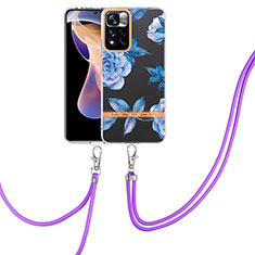 Handyhülle Silikon Hülle Gummi Schutzhülle Flexible Modisch Muster mit Schlüsselband Lanyard Y06B für Xiaomi Redmi Note 11 Pro+ Plus 5G Blau