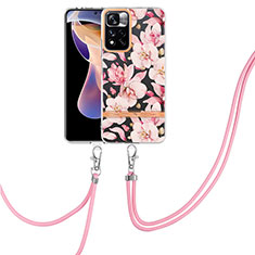 Handyhülle Silikon Hülle Gummi Schutzhülle Flexible Modisch Muster mit Schlüsselband Lanyard Y06B für Xiaomi Redmi Note 11 Pro+ Plus 5G Rosa