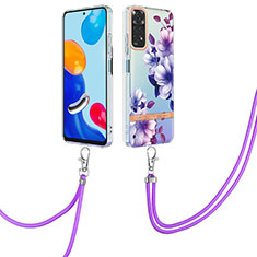 Handyhülle Silikon Hülle Gummi Schutzhülle Flexible Modisch Muster mit Schlüsselband Lanyard Y06B für Xiaomi Redmi Note 11S 4G Violett