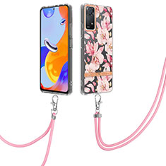 Handyhülle Silikon Hülle Gummi Schutzhülle Flexible Modisch Muster mit Schlüsselband Lanyard Y06B für Xiaomi Redmi Note 12 Pro 4G Rosa