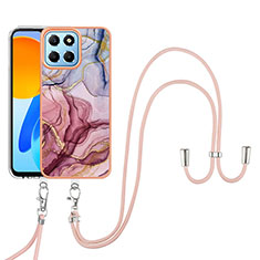 Handyhülle Silikon Hülle Gummi Schutzhülle Flexible Modisch Muster mit Schlüsselband Lanyard Y07B für Huawei Honor 70 Lite 5G Plusfarbig