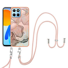 Handyhülle Silikon Hülle Gummi Schutzhülle Flexible Modisch Muster mit Schlüsselband Lanyard Y07B für Huawei Honor 70 Lite 5G Rosa