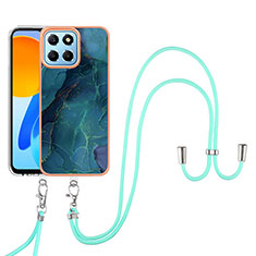 Handyhülle Silikon Hülle Gummi Schutzhülle Flexible Modisch Muster mit Schlüsselband Lanyard Y07B für Huawei Honor X6 5G Grün