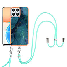 Handyhülle Silikon Hülle Gummi Schutzhülle Flexible Modisch Muster mit Schlüsselband Lanyard Y07B für Huawei Honor X8 4G Grün