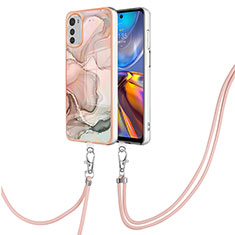 Handyhülle Silikon Hülle Gummi Schutzhülle Flexible Modisch Muster mit Schlüsselband Lanyard Y07B für Motorola Moto E32s Rosa