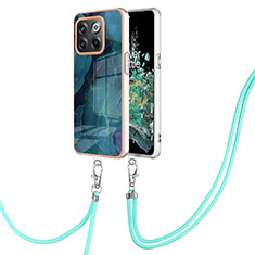 Handyhülle Silikon Hülle Gummi Schutzhülle Flexible Modisch Muster mit Schlüsselband Lanyard Y07B für OnePlus 10T 5G Grün