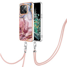 Handyhülle Silikon Hülle Gummi Schutzhülle Flexible Modisch Muster mit Schlüsselband Lanyard Y07B für OnePlus 10T 5G Plusfarbig