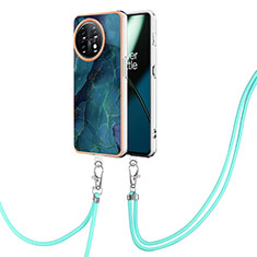 Handyhülle Silikon Hülle Gummi Schutzhülle Flexible Modisch Muster mit Schlüsselband Lanyard Y07B für OnePlus 11 5G Grün