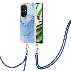 Handyhülle Silikon Hülle Gummi Schutzhülle Flexible Modisch Muster mit Schlüsselband Lanyard Y07B für OnePlus Nord CE 3 5G Blau