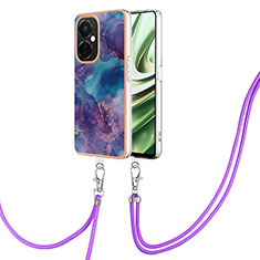 Handyhülle Silikon Hülle Gummi Schutzhülle Flexible Modisch Muster mit Schlüsselband Lanyard Y07B für OnePlus Nord CE 3 5G Violett