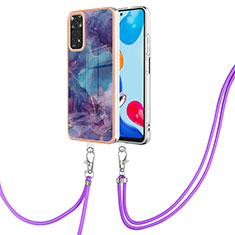 Handyhülle Silikon Hülle Gummi Schutzhülle Flexible Modisch Muster mit Schlüsselband Lanyard YB1 für Xiaomi Redmi Note 11 4G (2022) Violett