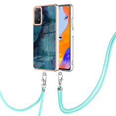 Handyhülle Silikon Hülle Gummi Schutzhülle Flexible Modisch Muster mit Schlüsselband Lanyard YB1 für Xiaomi Redmi Note 11 Pro 4G Grün