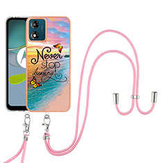 Handyhülle Silikon Hülle Gummi Schutzhülle Flexible Modisch Muster mit Schlüsselband Lanyard YB3 für Motorola Moto E13 Plusfarbig