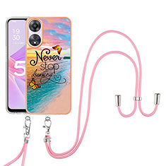 Handyhülle Silikon Hülle Gummi Schutzhülle Flexible Modisch Muster mit Schlüsselband Lanyard YB3 für Oppo A78 5G Plusfarbig